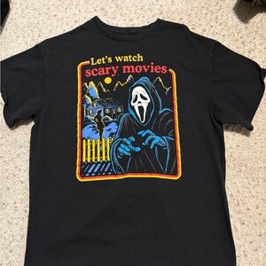 Black Graphic Tee - Let's Watch Scary Movies